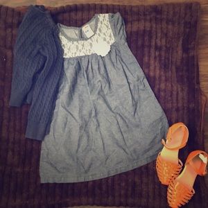 Jean dress with lace white top